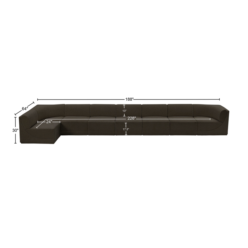 Meridian Furniture Ollie Brown Boucle Fabric Modular Sectional