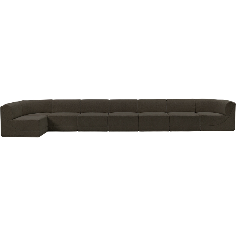 Meridian Furniture Ollie Brown Boucle Fabric Modular Sectional