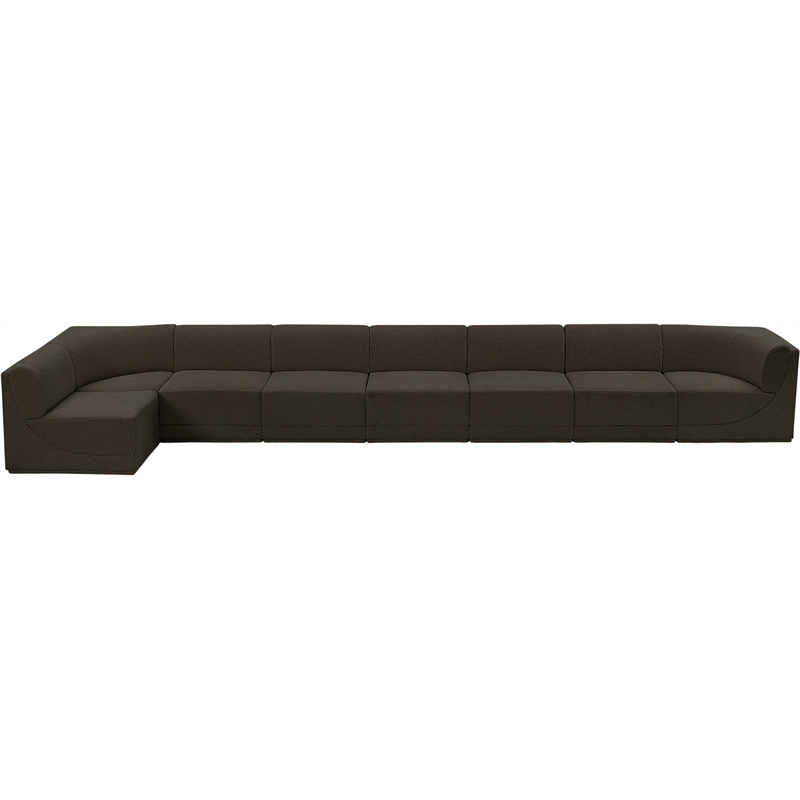 Meridian Furniture Ollie Brown Boucle Fabric Modular Sectional