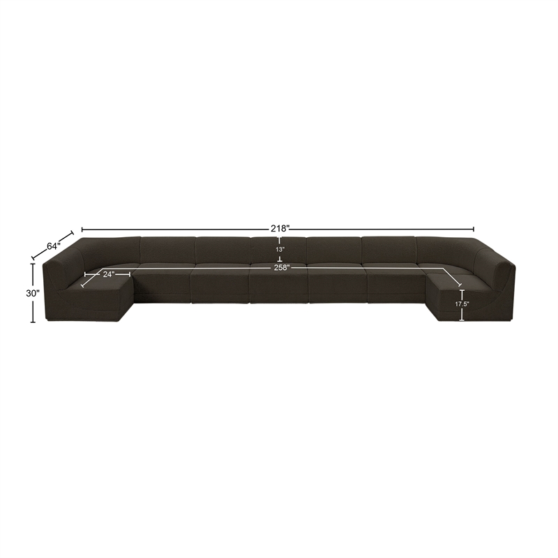 Meridian Furniture Ollie Brown Boucle Fabric Modular Sectional