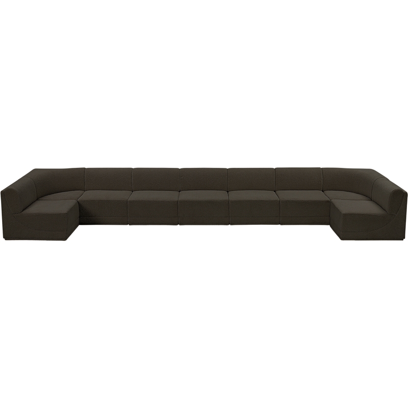 Meridian Furniture Ollie Brown Boucle Fabric Modular Sectional