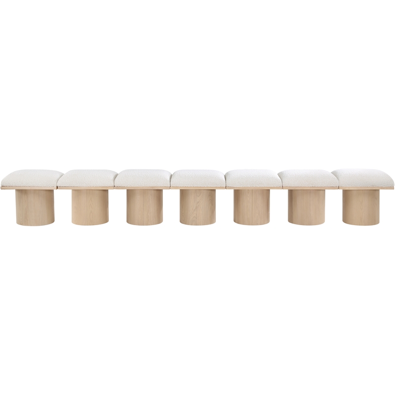 Meridian Furniture Pavilion Cream Boucle Fabric Bench