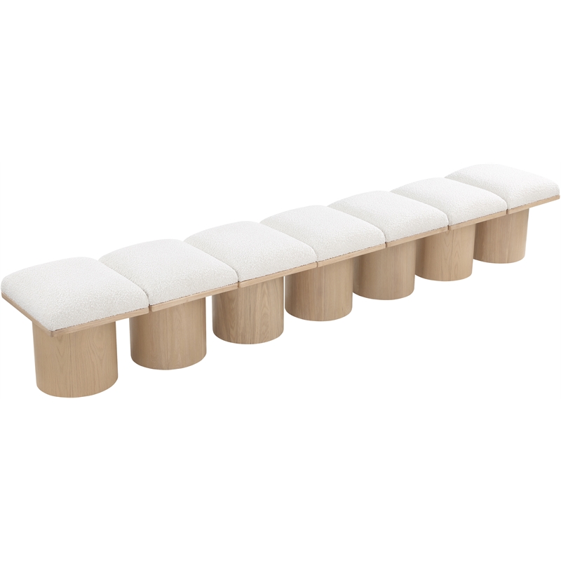 Meridian Furniture Pavilion Cream Boucle Fabric Bench