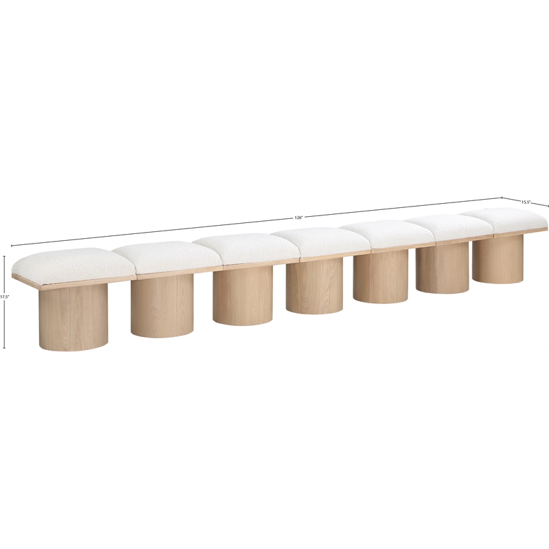 Meridian Furniture Pavilion Cream Boucle Fabric Bench