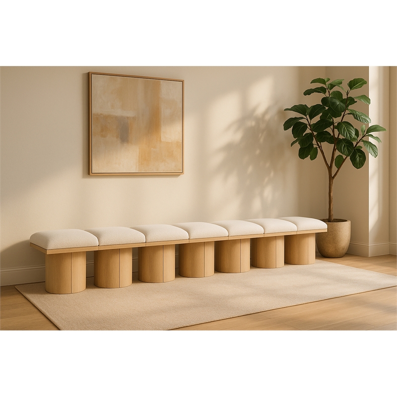 Meridian Furniture Pavilion Cream Boucle Fabric Bench