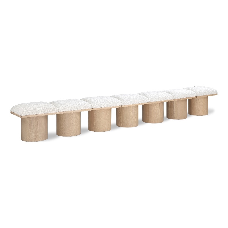 Meridian Furniture Pavilion Cream Boucle Fabric Bench