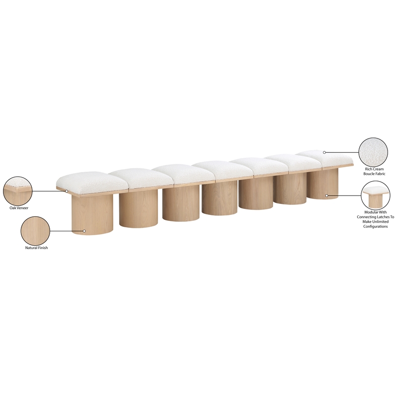 Meridian Furniture Pavilion Cream Boucle Fabric Bench