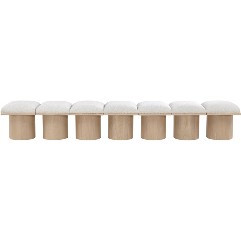 Meridian Furniture Pavilion Cream Boucle Fabric Bench