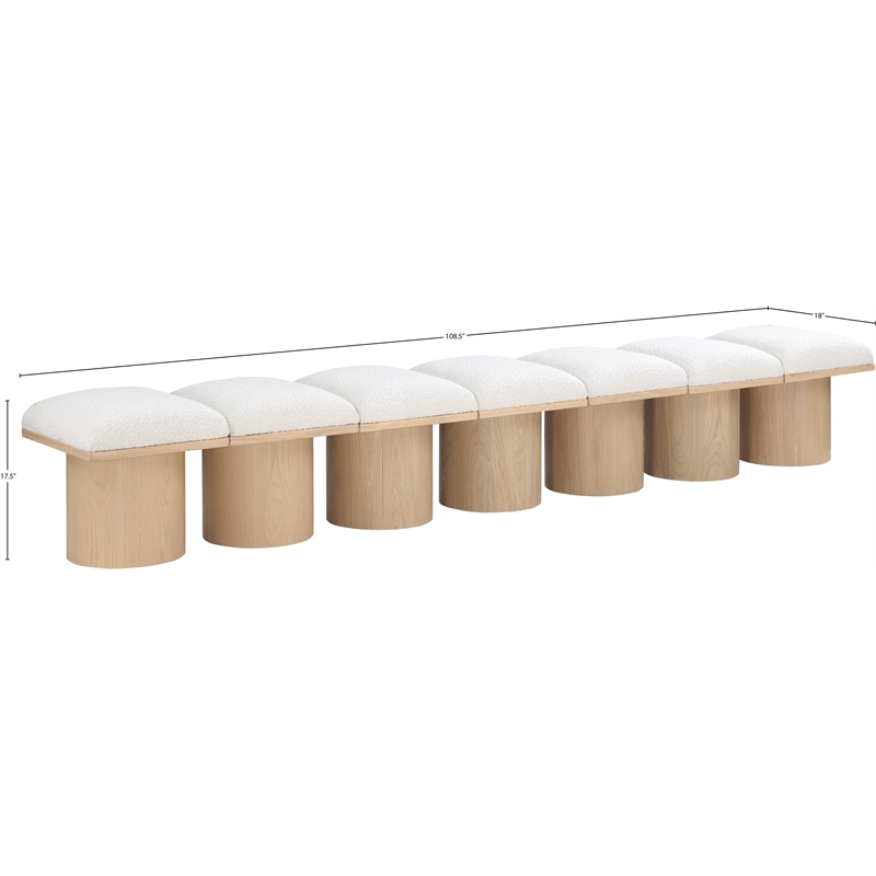 Meridian Furniture Pavilion Cream Boucle Fabric Bench