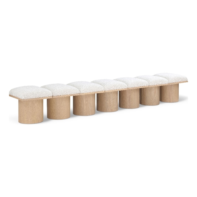Meridian Furniture Pavilion Cream Boucle Fabric Bench