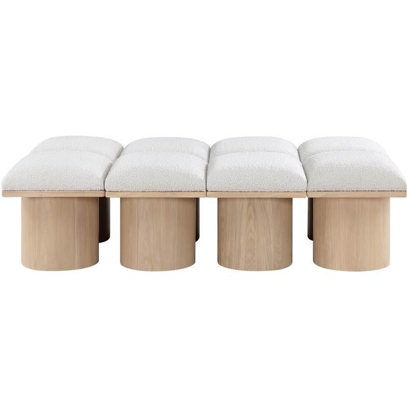 Meridian Furniture Pavilion Cream Boucle Fabric Bench