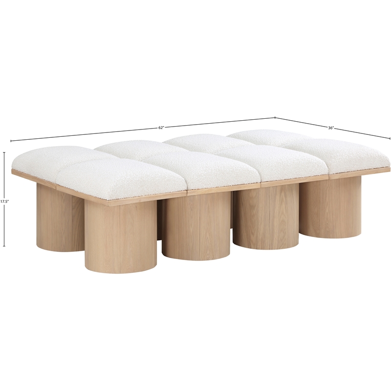 Meridian Furniture Pavilion Cream Boucle Fabric Bench