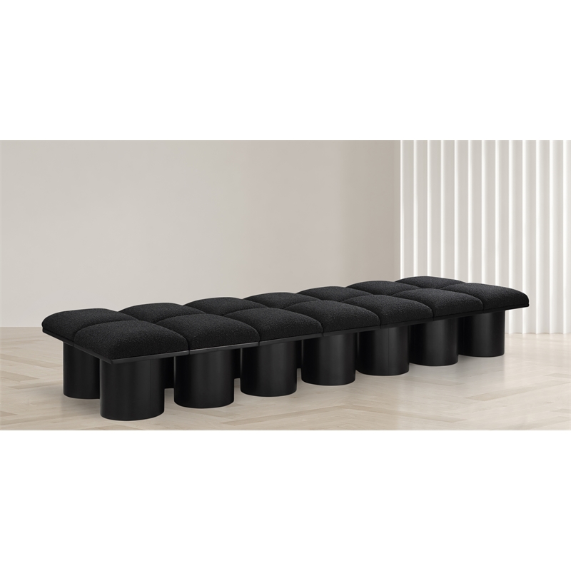Meridian Furniture Pavilion Black Boucle Fabric Bench