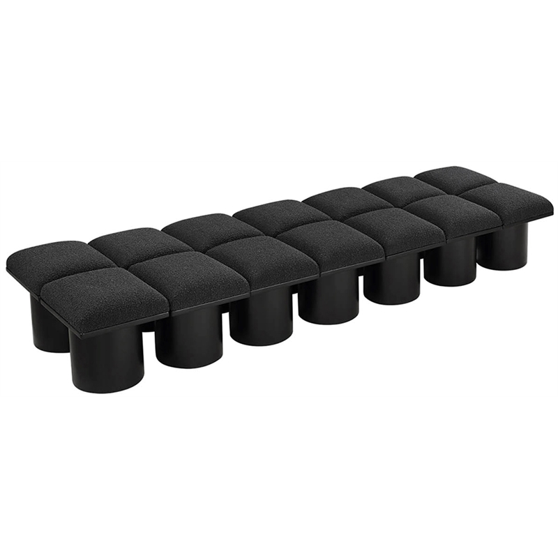 Meridian Furniture Pavilion Black Boucle Fabric Bench