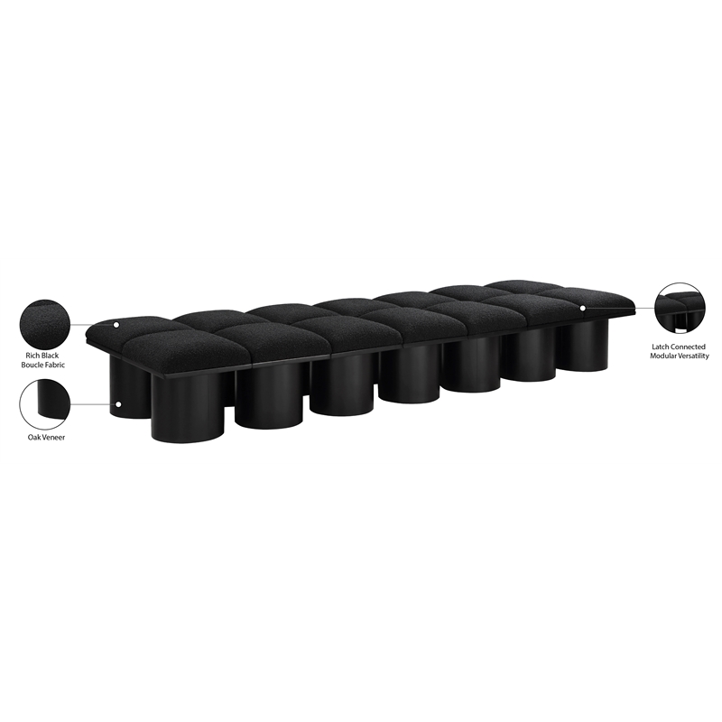 Meridian Furniture Pavilion Black Boucle Fabric Bench