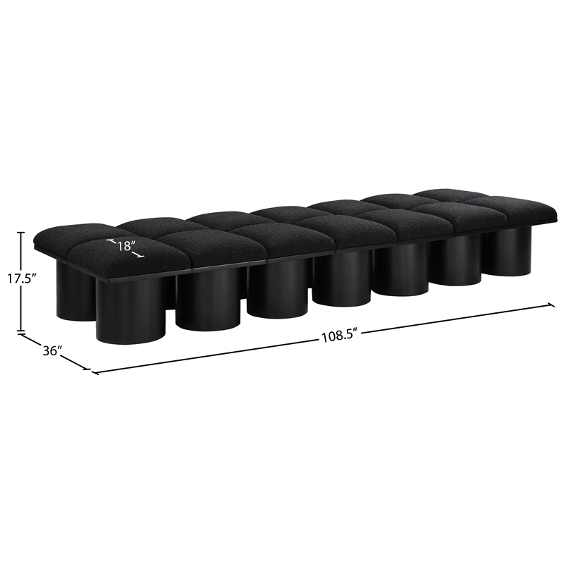 Meridian Furniture Pavilion Black Boucle Fabric Bench