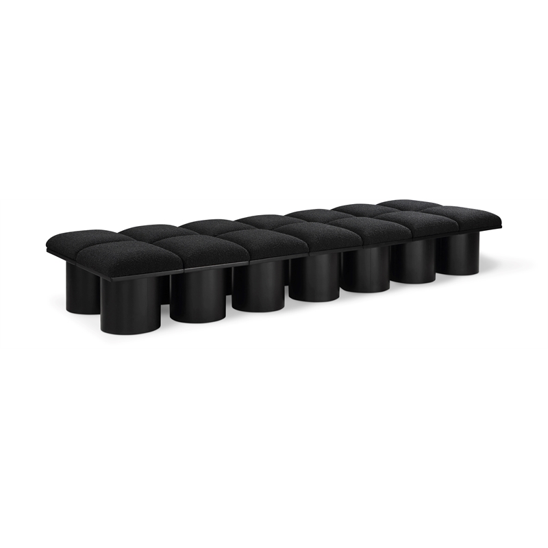 Meridian Furniture Pavilion Black Boucle Fabric Bench