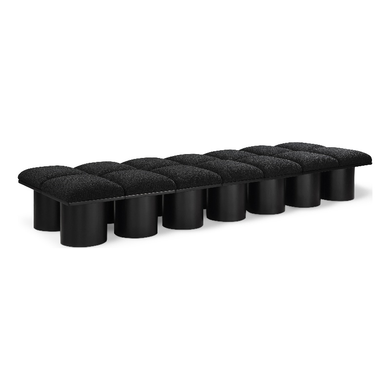 Meridian Furniture Pavilion Black Boucle Fabric Bench