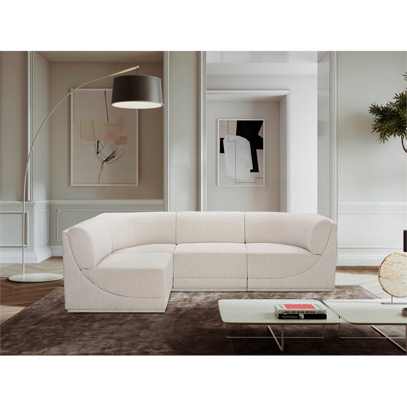 Meridian Furniture Ollie Cream Boucle Fabric Modular Sectional