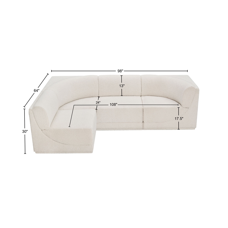 Meridian Furniture Ollie Cream Boucle Fabric Modular Sectional