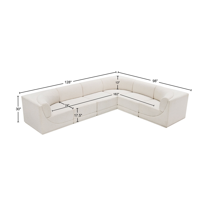 Meridian Furniture Ollie Cream Boucle Fabric Modular Sectional