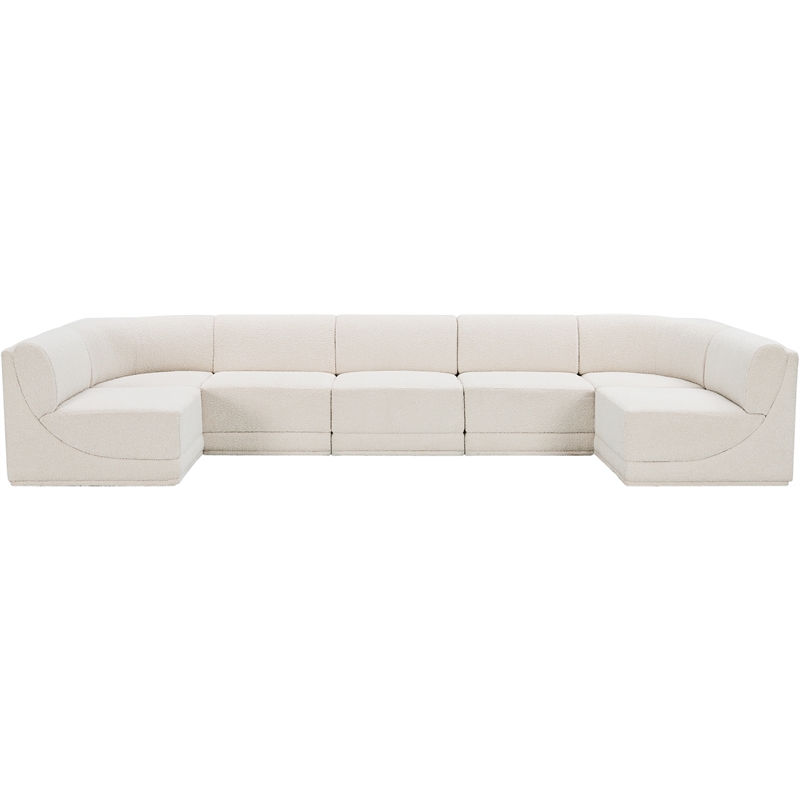 Meridian Furniture Ollie Cream Boucle Fabric Modular Sectional
