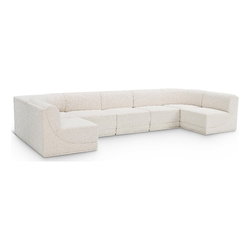 Meridian Furniture Ollie Cream Boucle Fabric Modular Sectional