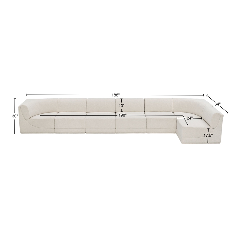 Meridian Furniture Ollie Cream Boucle Fabric Modular Sectional