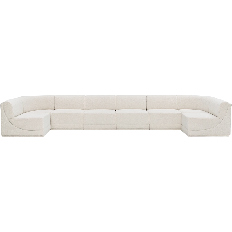 Meridian Furniture Ollie Cream Boucle Fabric Modular Sectional