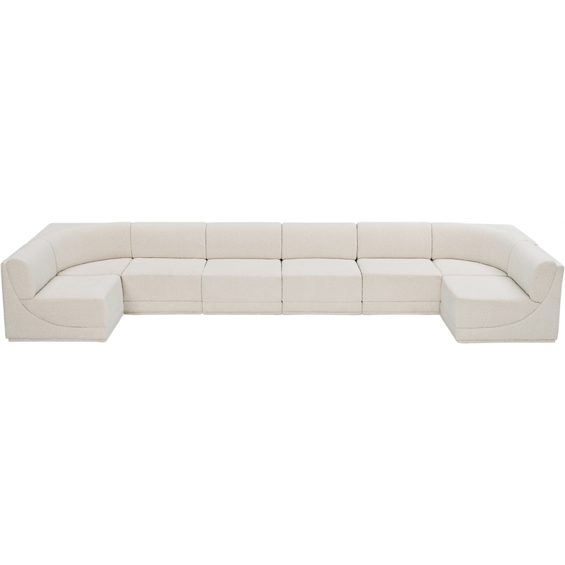 Meridian Furniture Ollie Cream Boucle Fabric Modular Sectional