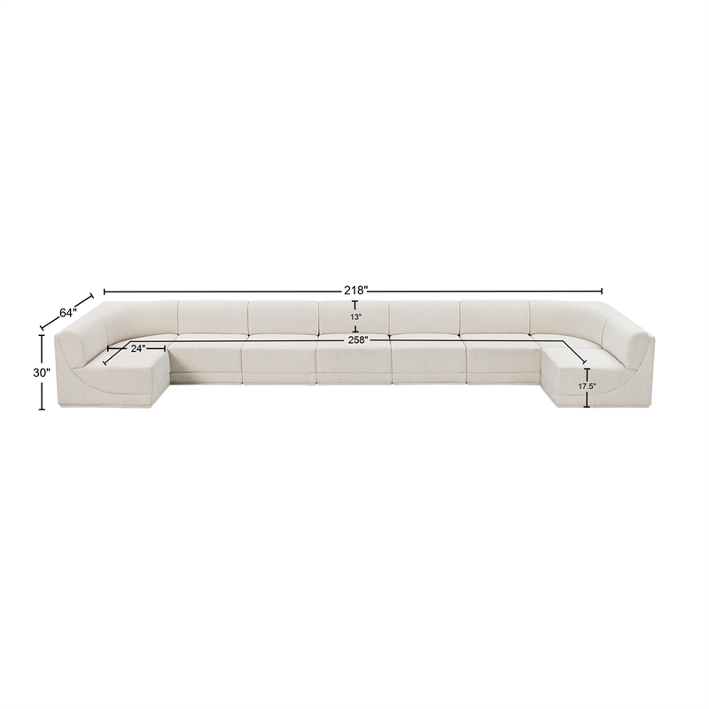 Meridian Furniture Ollie Cream Boucle Fabric Modular Sectional