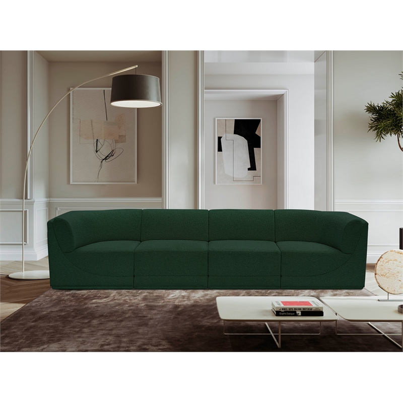 Meridian Furniture Ollie Green Boucle Fabric Modular Sofa