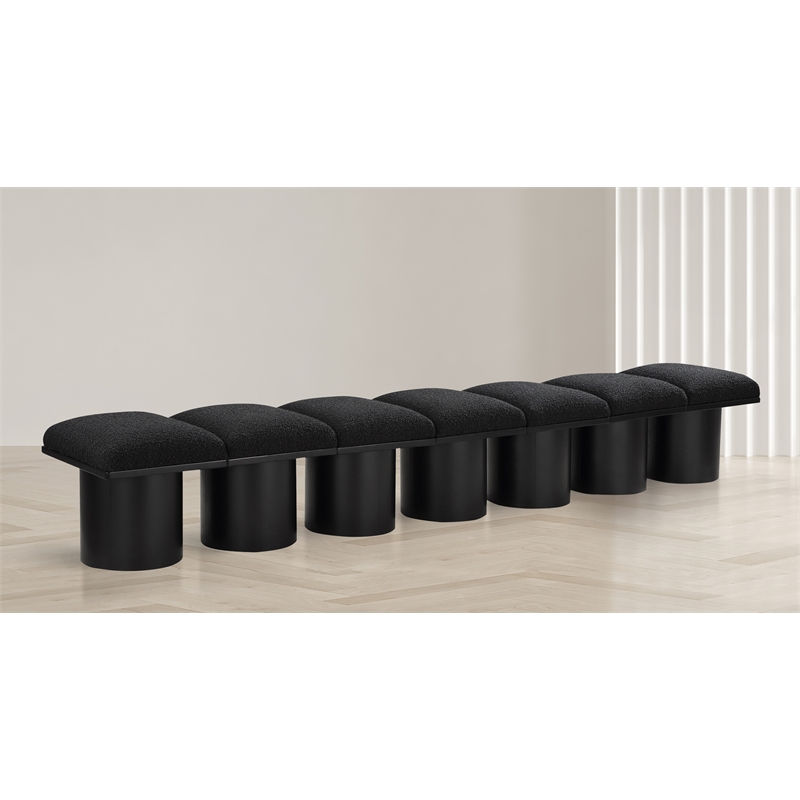 Meridian Furniture Pavilion Black Boucle Fabric Bench
