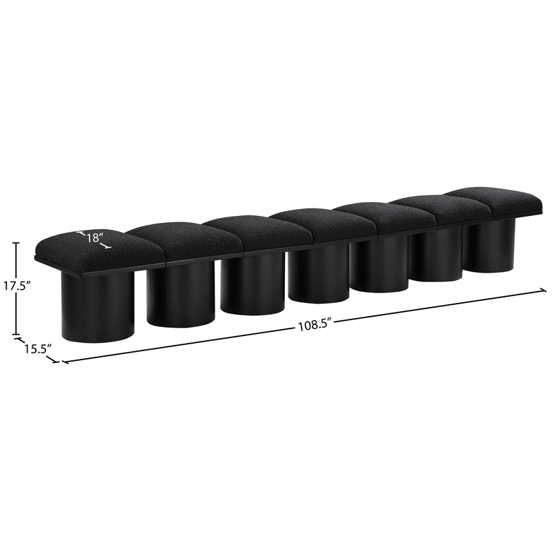 Meridian Furniture Pavilion Black Boucle Fabric Bench