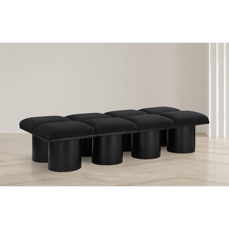 Meridian Furniture Pavilion Black Boucle Fabric Bench