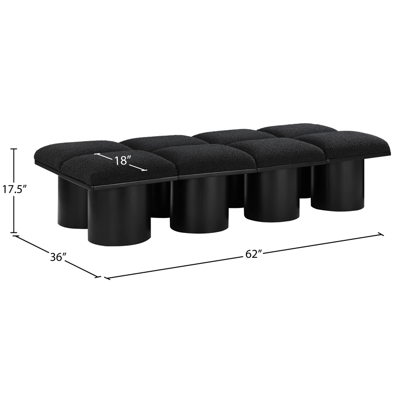 Meridian Furniture Pavilion Black Boucle Fabric Bench