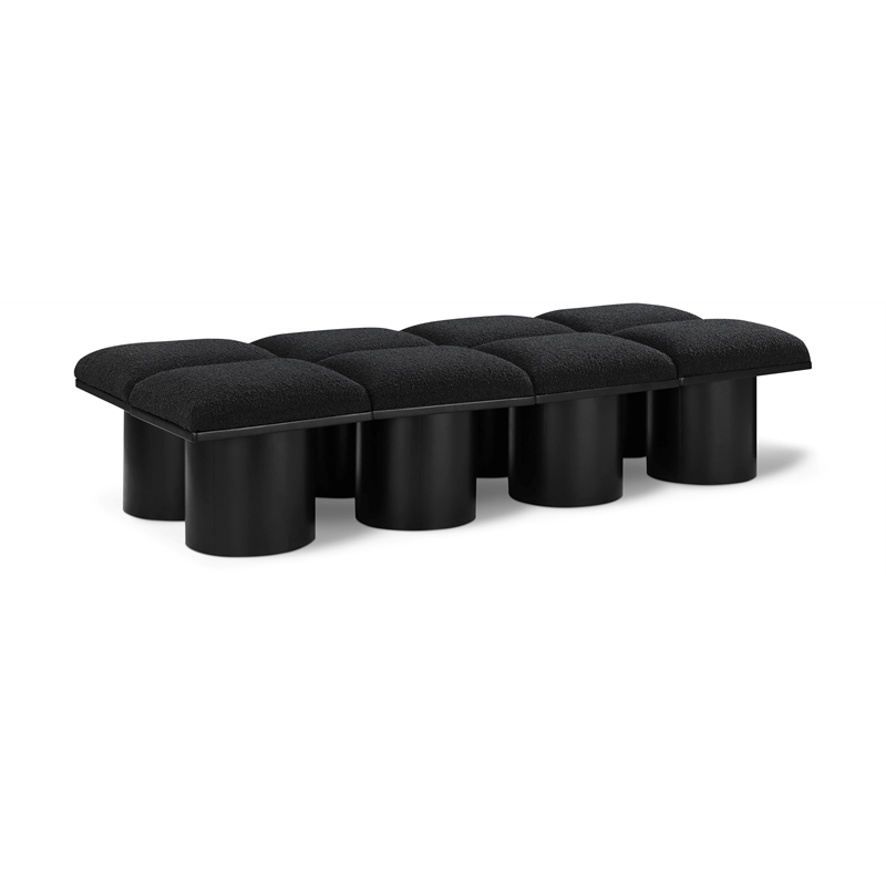Meridian Furniture Pavilion Black Boucle Fabric Bench