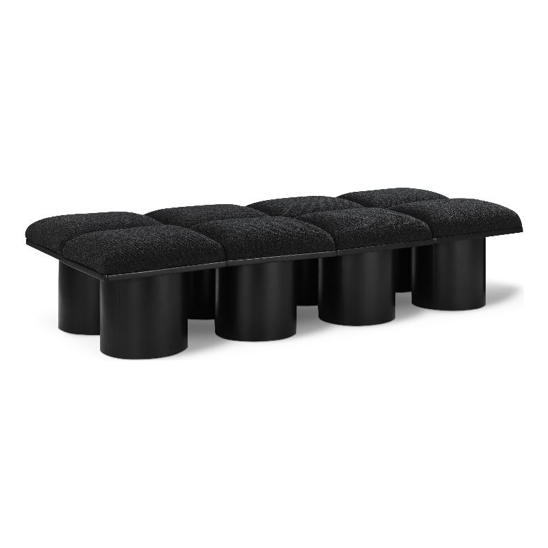 Meridian Furniture Pavilion Black Boucle Fabric Bench