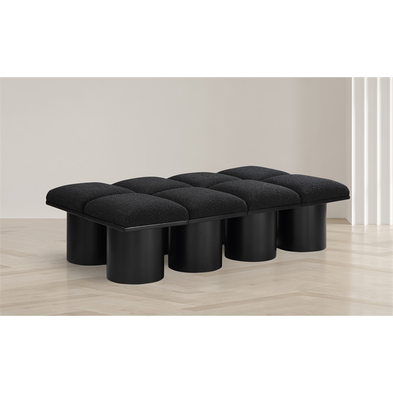 Meridian Furniture Pavilion Black Boucle Fabric Bench