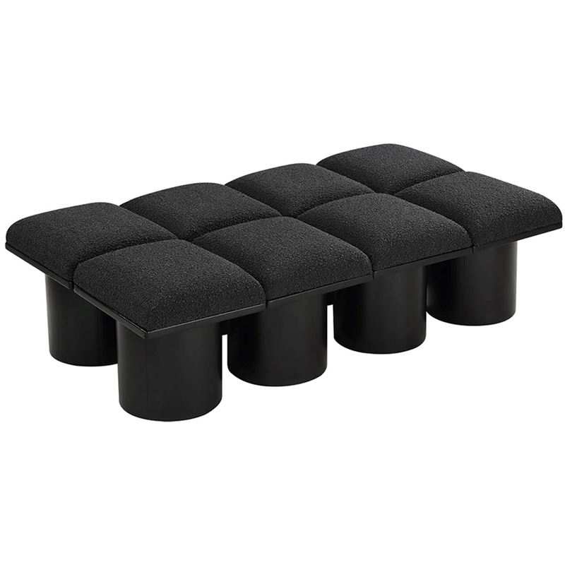 Meridian Furniture Pavilion Black Boucle Fabric Bench
