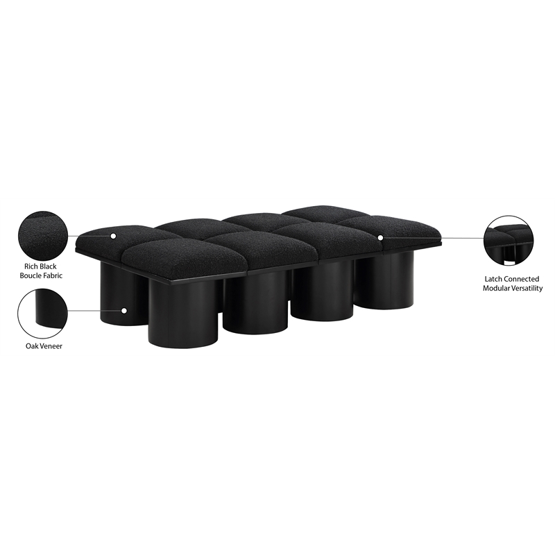 Meridian Furniture Pavilion Black Boucle Fabric Bench