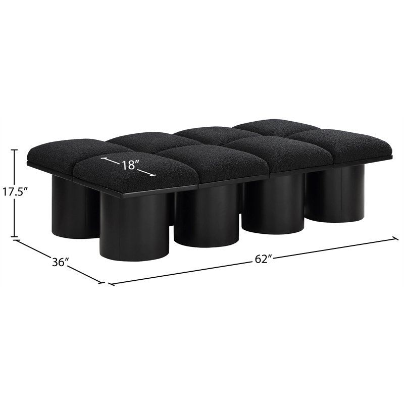 Meridian Furniture Pavilion Black Boucle Fabric Bench