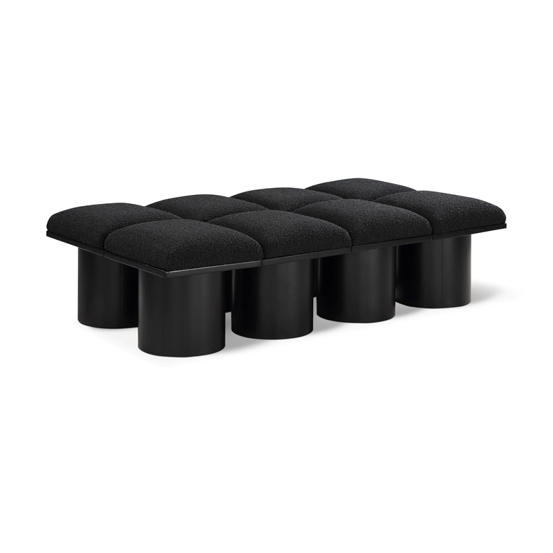 Meridian Furniture Pavilion Black Boucle Fabric Bench