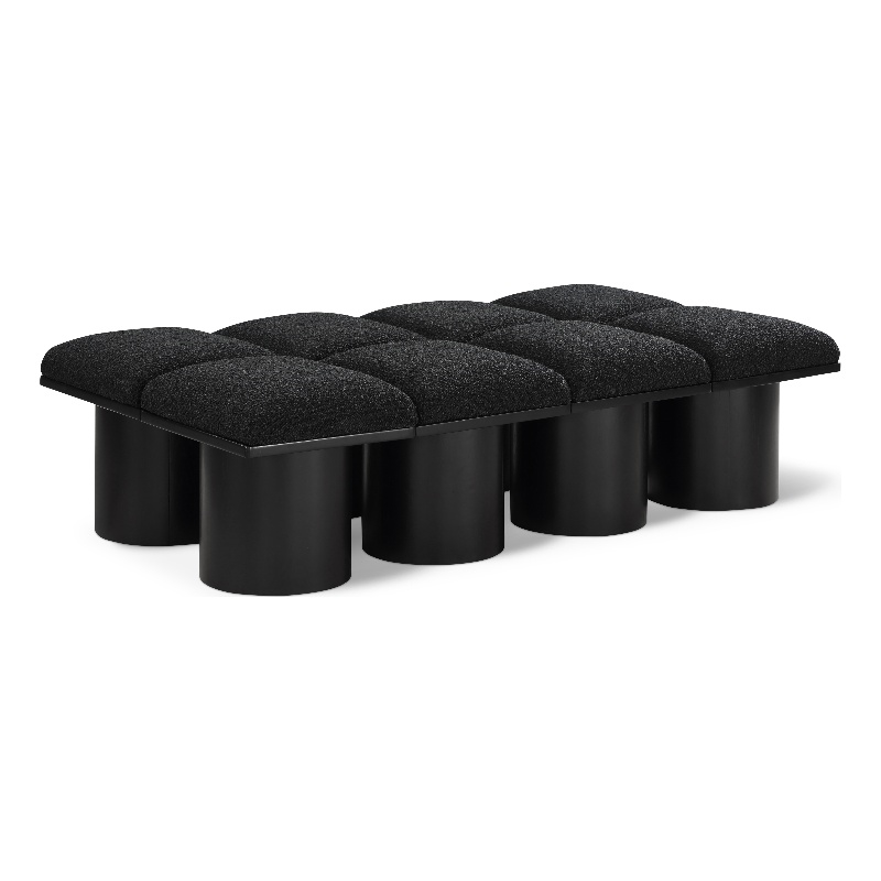 Meridian Furniture Pavilion Black Boucle Fabric Bench