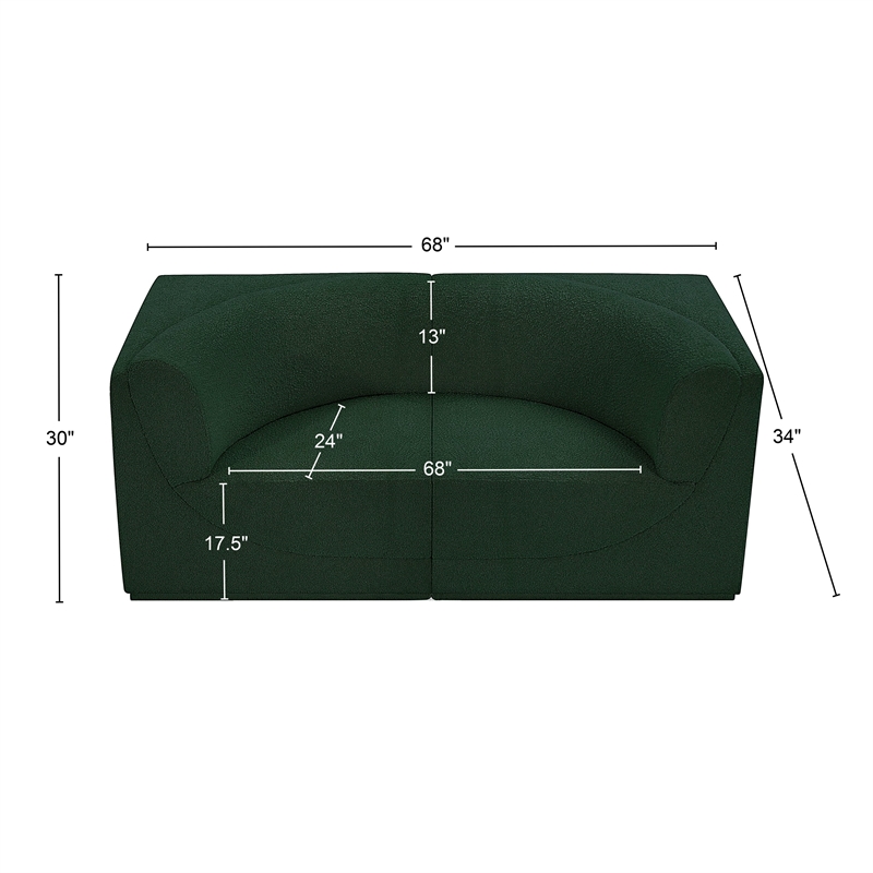 Meridian Furniture Ollie Green Boucle Fabric Modular Sofa