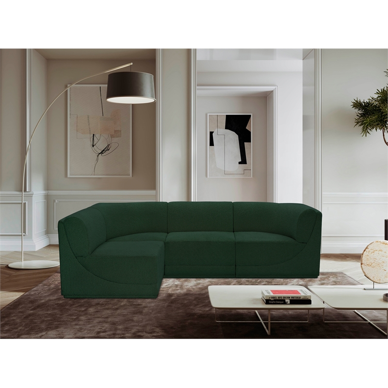 Meridian Furniture Ollie Green Boucle Fabric Modular Sectional