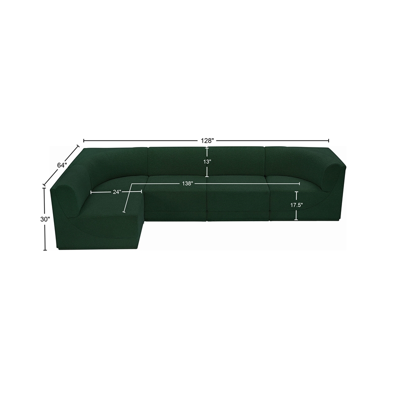 Meridian Furniture Ollie Green Boucle Fabric Modular Sectional
