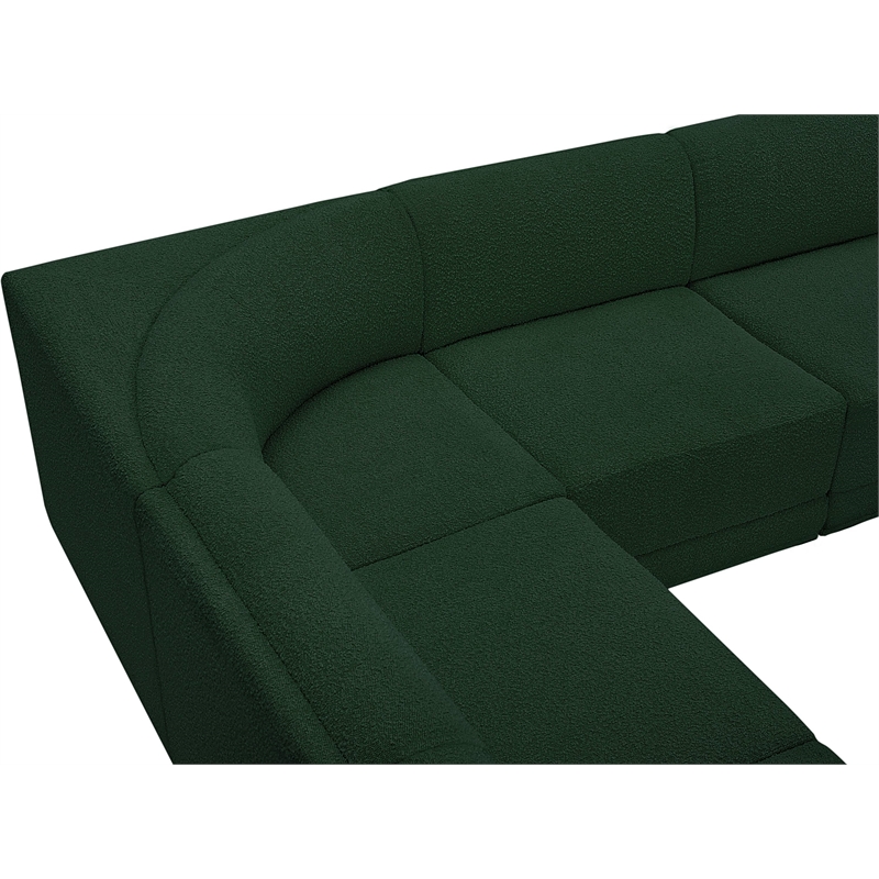 meridian furniture ollie green boucle fabric modular sectional