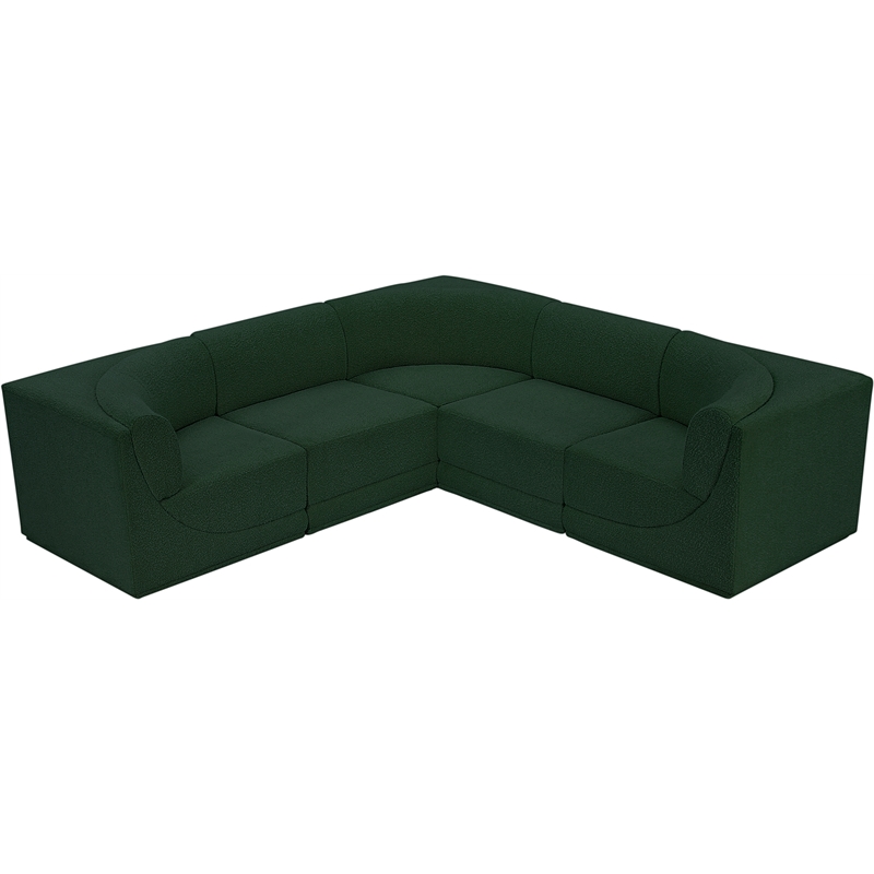 meridian furniture ollie green boucle fabric modular sectional