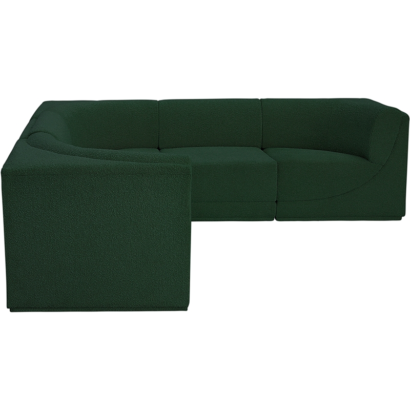 meridian furniture ollie green boucle fabric modular sectional